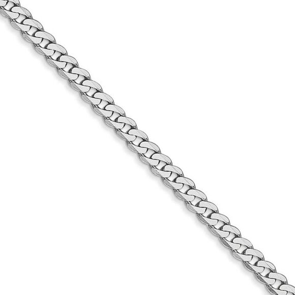 2.9mm, 14K White Gold, Solid Flat Beveled Curb Chain Necklace, 30 Inch - Picture 1 of 7